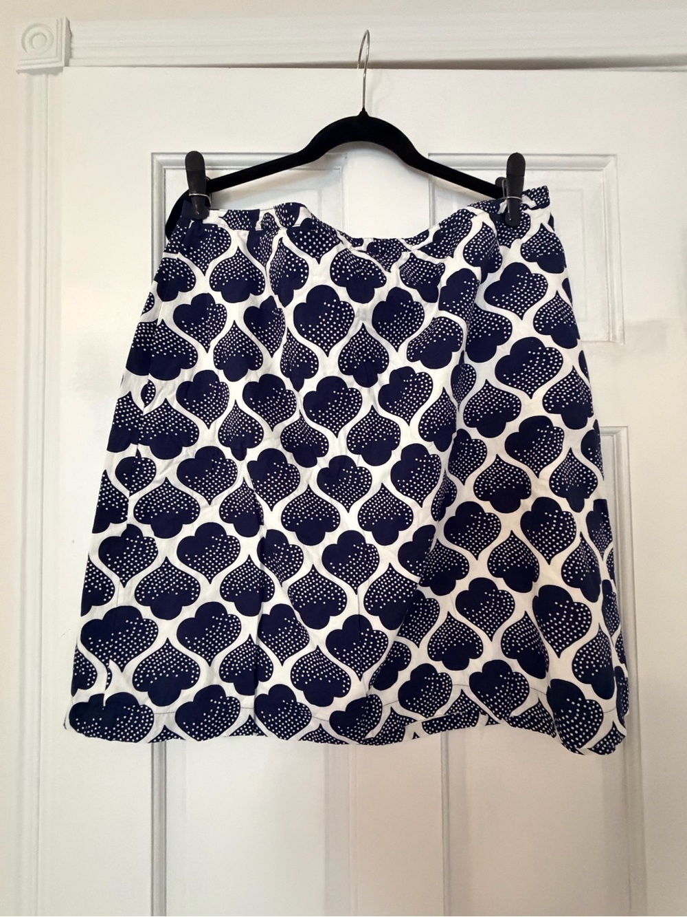 Boden Navy and White Graphic A-Line Skirt